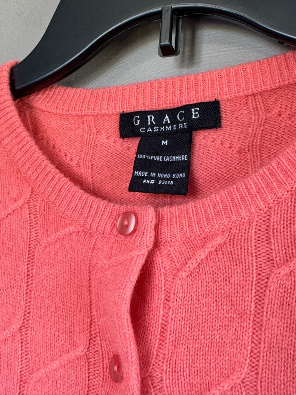 100% Cashmere Coral Crewneck Button Cardigan - Women - Picture 4 of 8